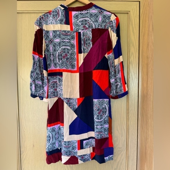 Anthropologie Maeve Mixed Pattern Button Front Dress / Quarter Sleeve / size 4 - Picture 8 of 10
